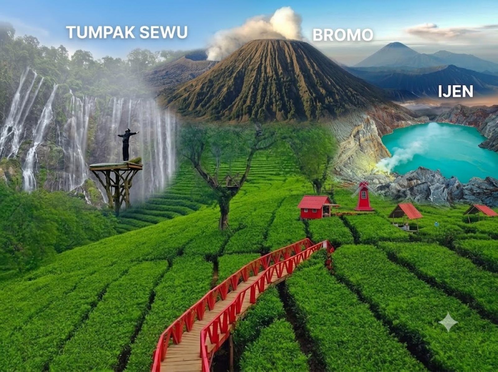 4 Hari 3 Malam : Perkebunan Teh + Air Terjun Sewu + Bromo + Ijen