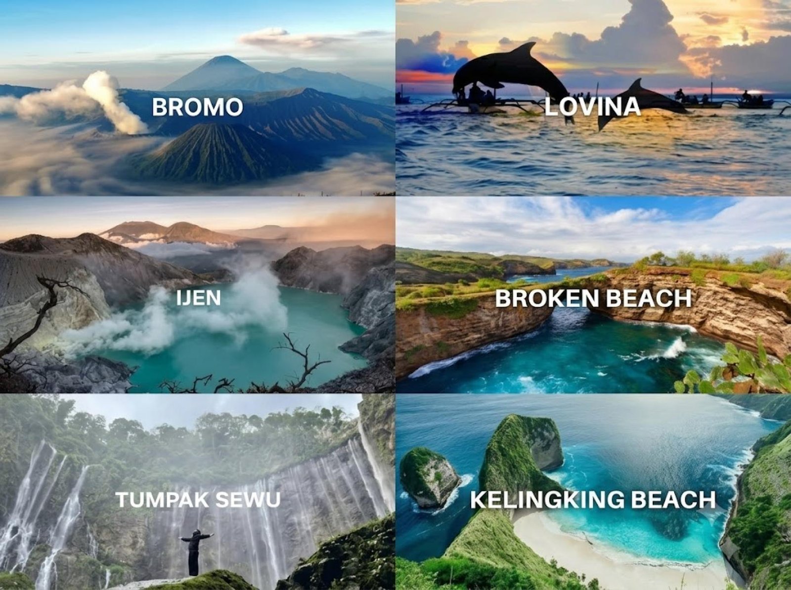 7 Hari 6 Malam Air Terjun Tumpak Sewu + Bromo + Ijen + Lovina + Ubud + Penida